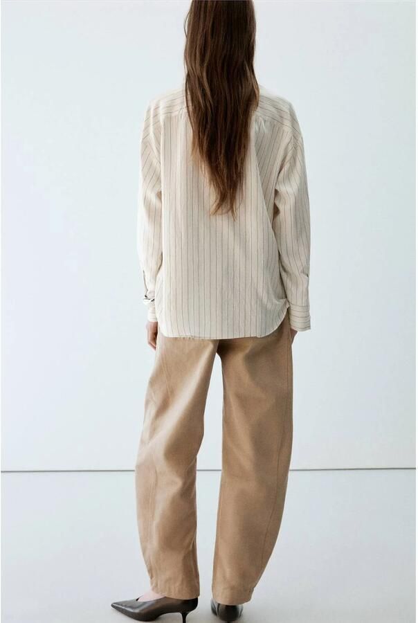 Mango gestreepte blouse beige - Foto 2