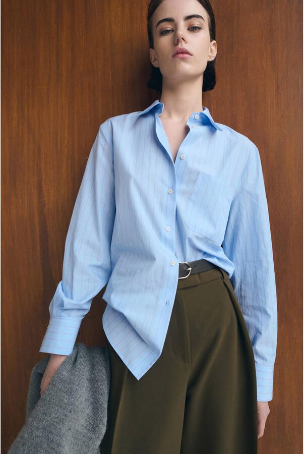 Mango gestreepte blouse blauw
