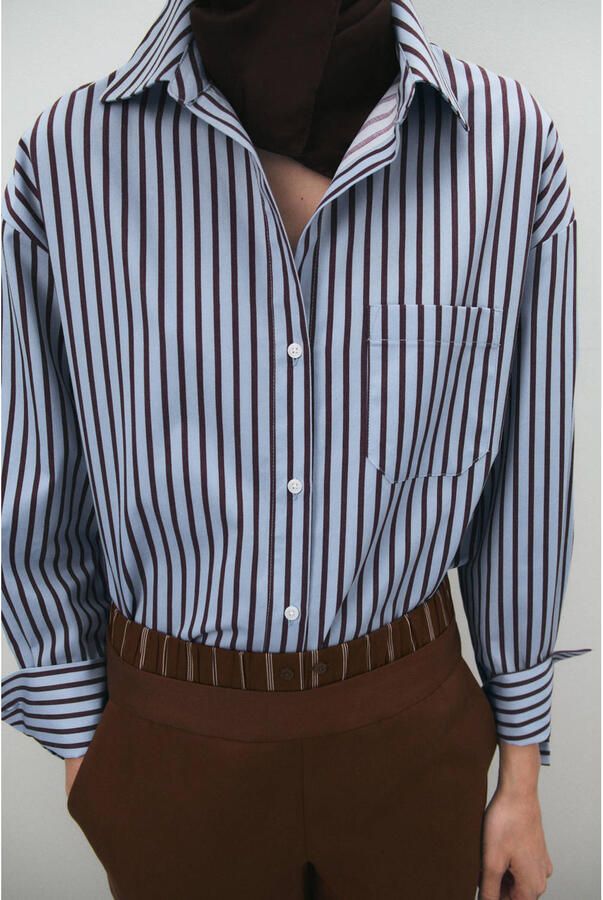 Mango gestreepte blouse blauw - Foto 3