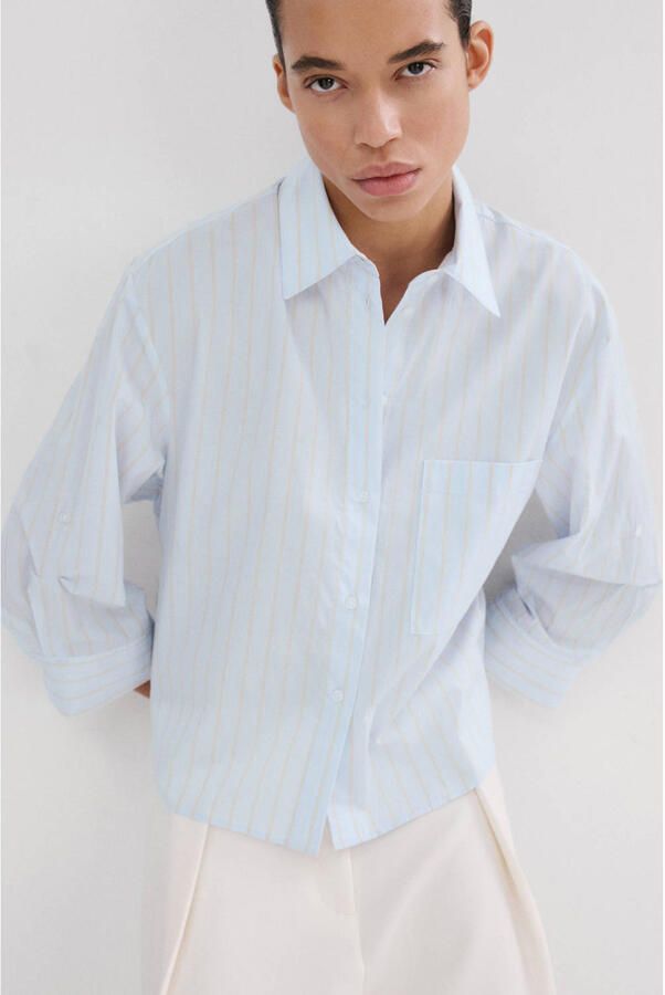 Mango gestreepte blouse blauw
