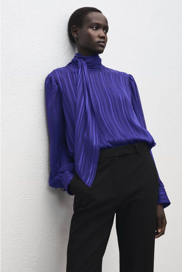 Mango gestreepte blouse blauw