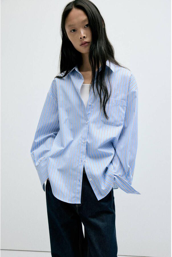 Mango gestreepte blouse blauw