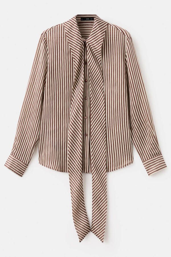 Mango gestreepte blouse bruin - Foto 3