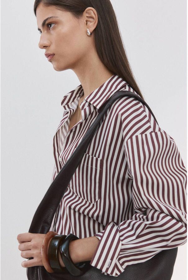 Mango gestreepte blouse bruin - Foto 3