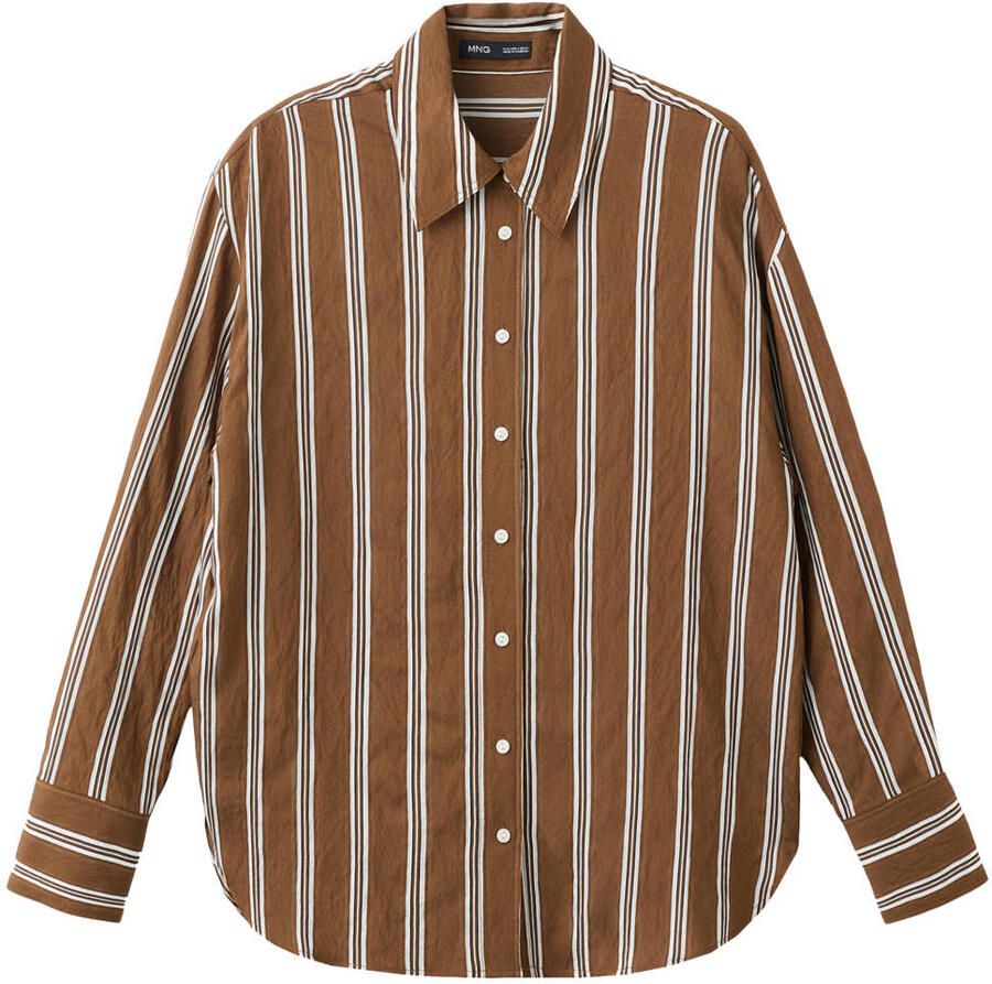Mango gestreepte blouse bruin - Foto 2