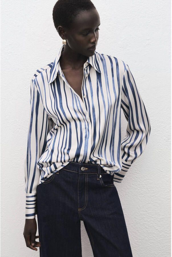 Mango gestreepte blouse ecru