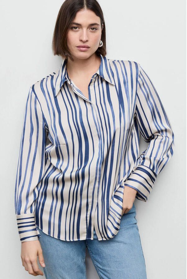 Mango gestreepte blouse ecru - Foto 3