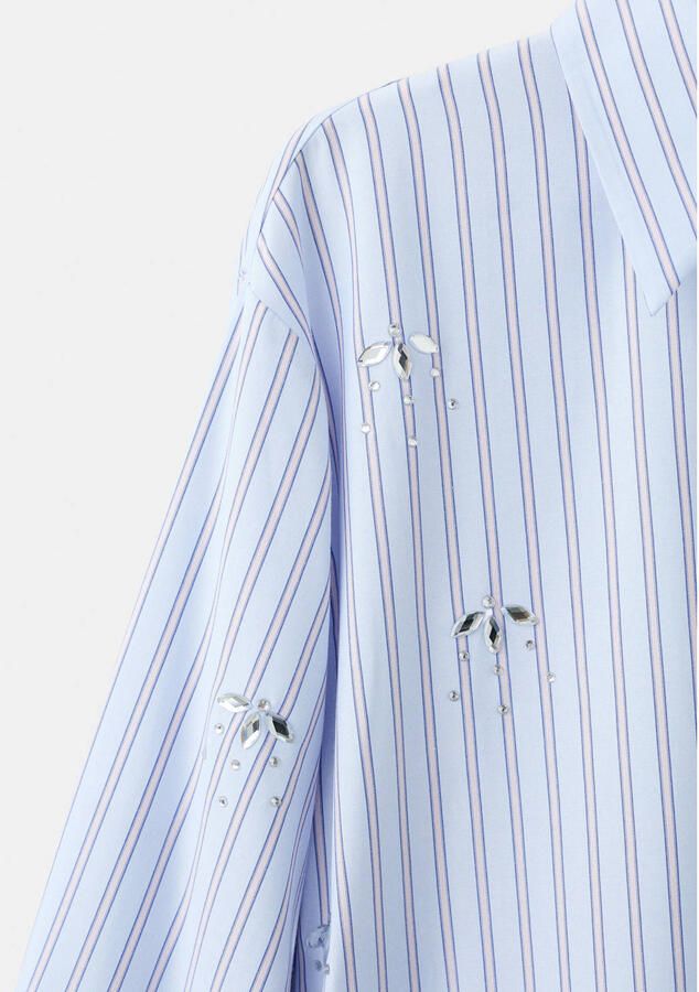 Mango gestreepte blouse lichtblauw - Foto 2