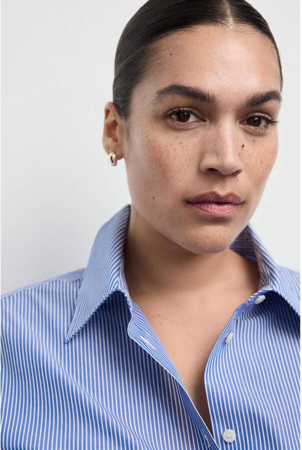 Mango gestreepte blouse lichtblauw - Foto 2