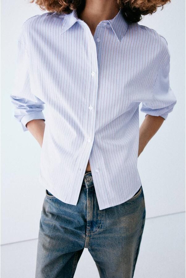 Mango gestreepte blouse lichtblauw