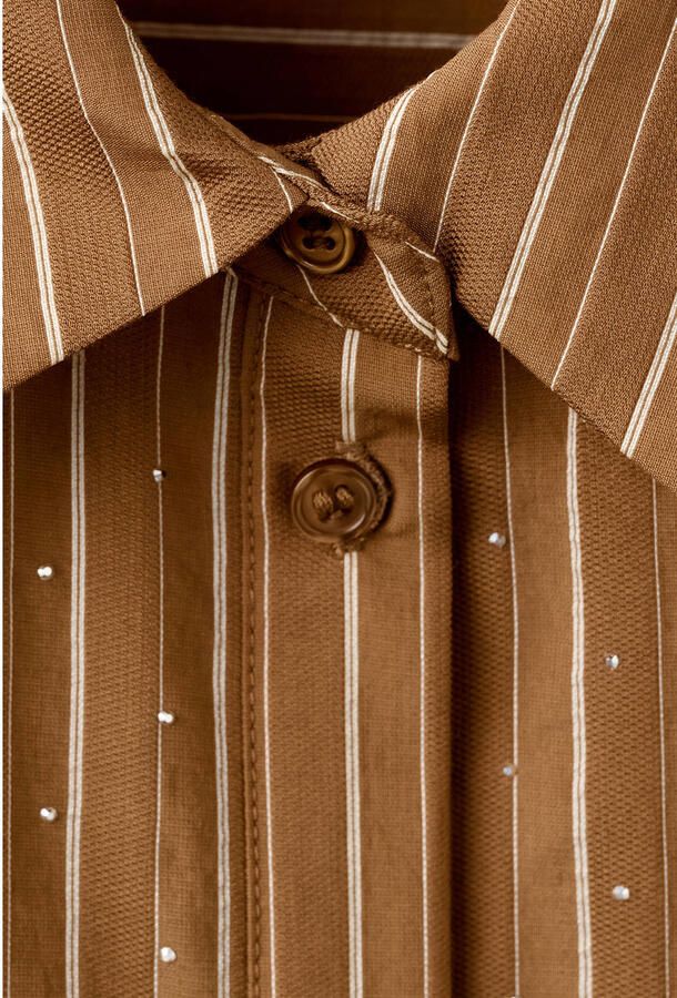 Mango gestreepte blouse met krijtstreep bruin - Foto 2