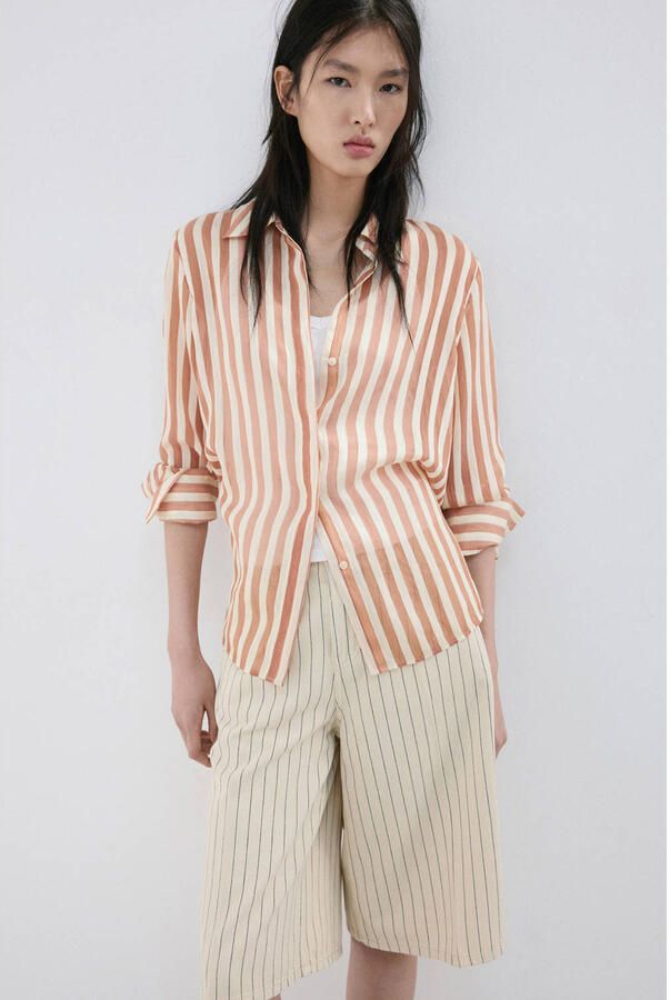 Mango gestreepte blouse oranje