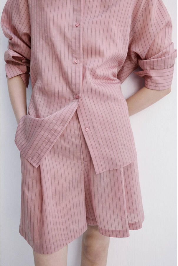 Mango gestreepte blouse roze