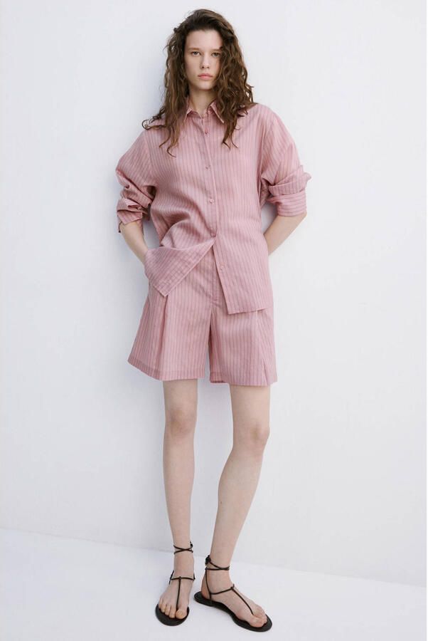 Mango gestreepte blouse roze - Foto 2