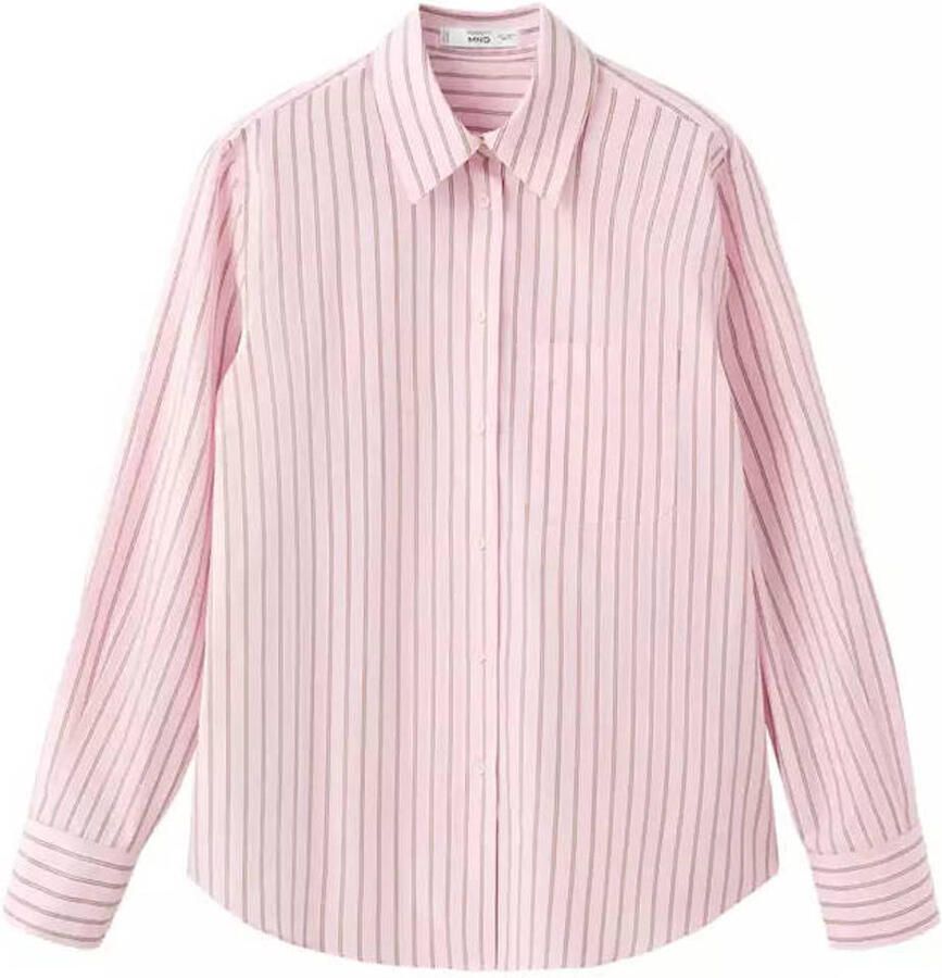 Mango gestreepte blouse roze