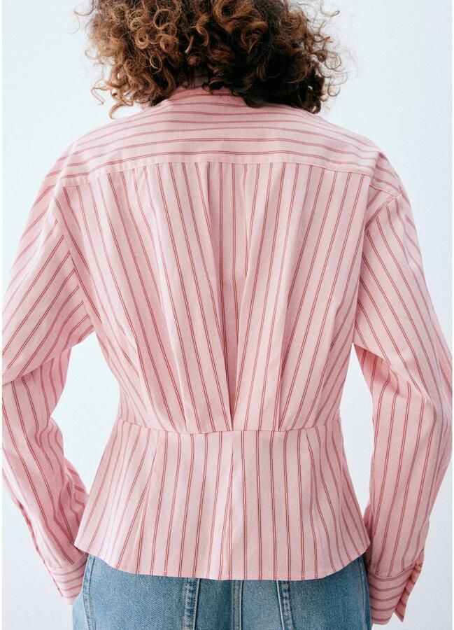 Mango gestreepte blouse roze rood - Foto 2