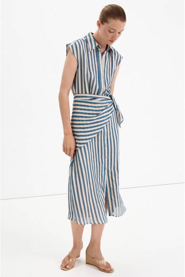 Mango gestreepte blousejurk blauw