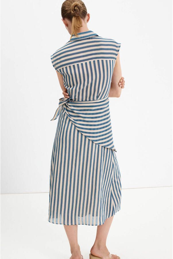 Mango gestreepte blousejurk blauw - Foto 3