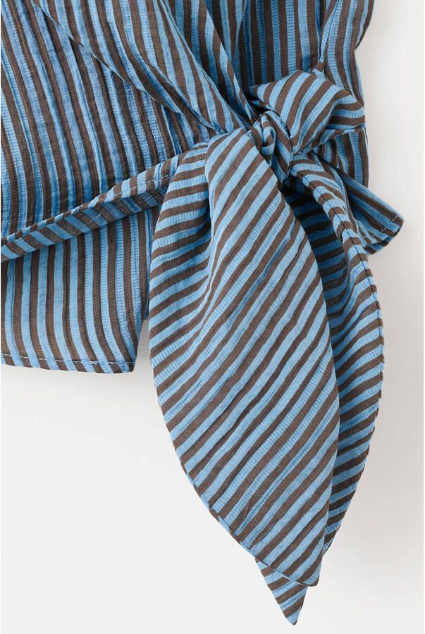 Mango gestreepte blousetop blauw - Foto 3