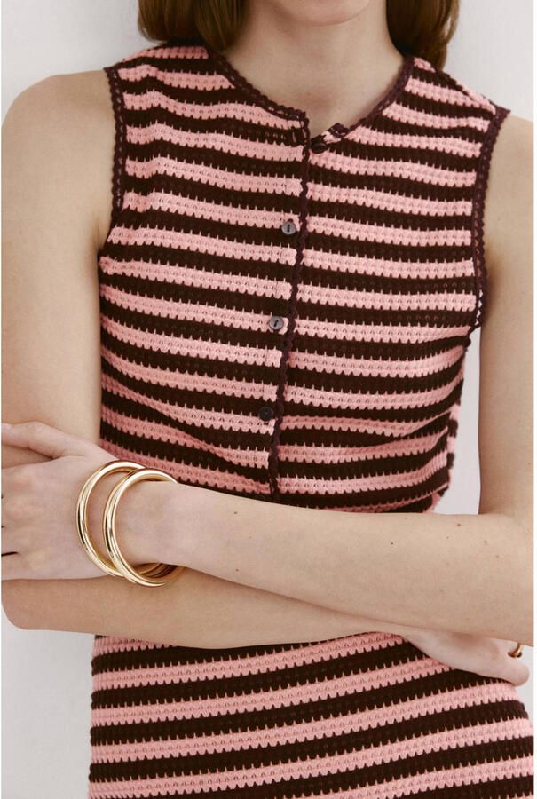 Mango gestreepte gebreide top rood