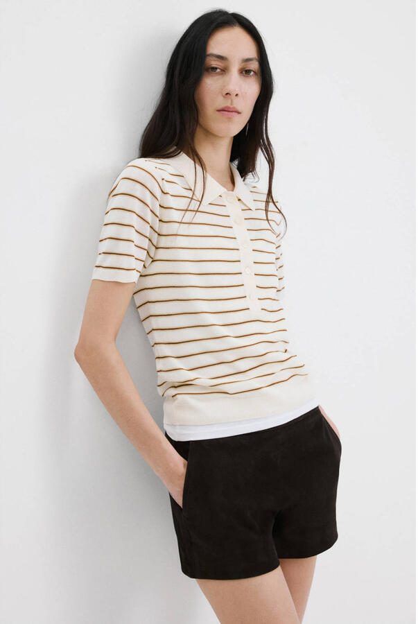 Mango gestreepte polo beige