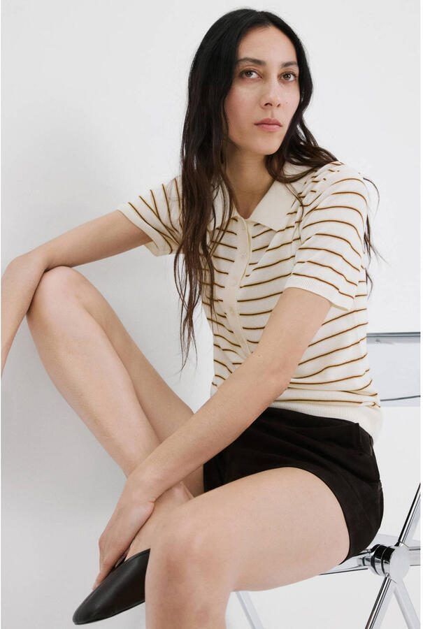 Mango gestreepte polo beige - Foto 3