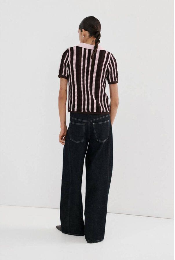 Mango gestreepte polo bruin