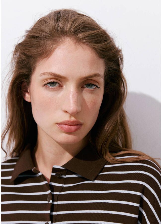 Mango gestreepte polo bruin - Foto 2