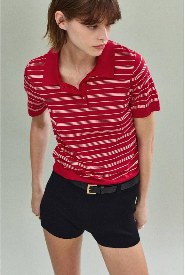 Mango gestreepte polo rood