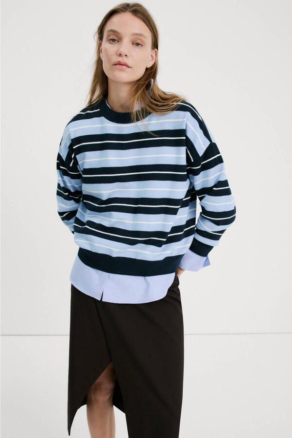 Mango gestreepte pullover blauw