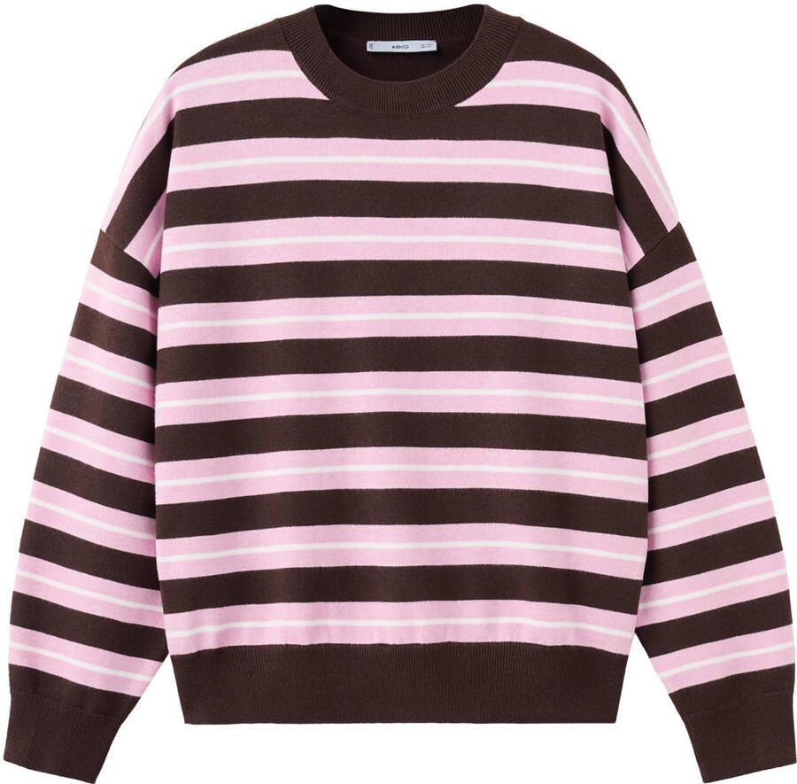 Mango gestreepte pullover donkerbruin - Foto 2
