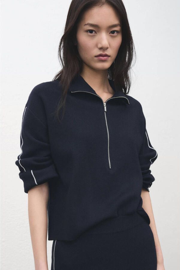 Mango gestreepte schipperstrui donkerblauw