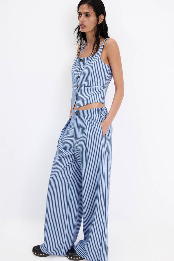 Mango gestreepte top blauw
