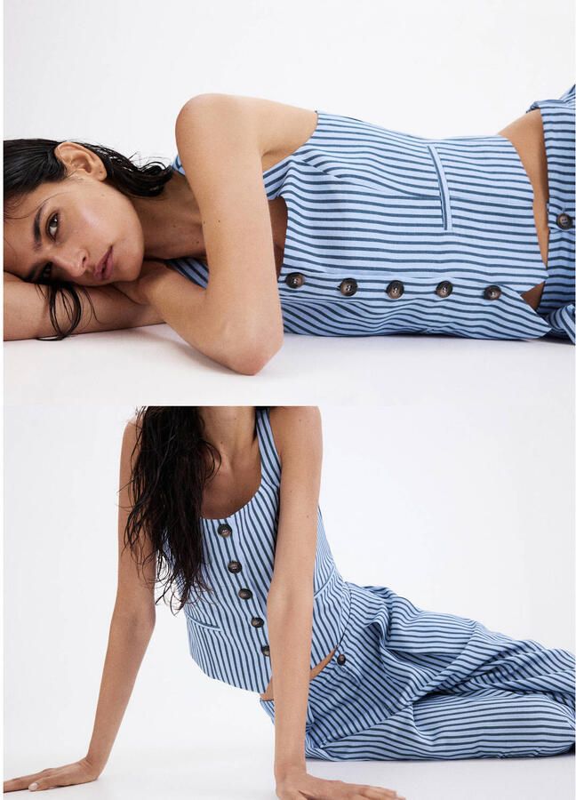 Mango gestreepte top blauw - Foto 2
