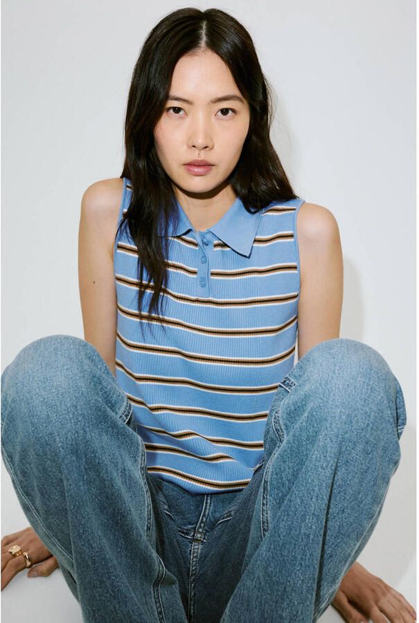 Mango gestreepte top blauw