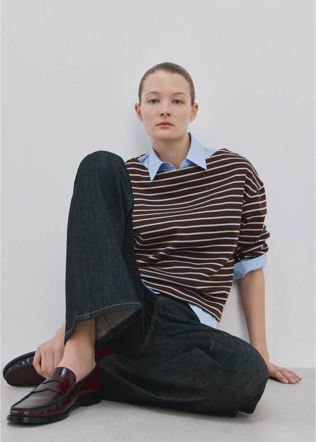 Mango gestreepte top bruin - Foto 2