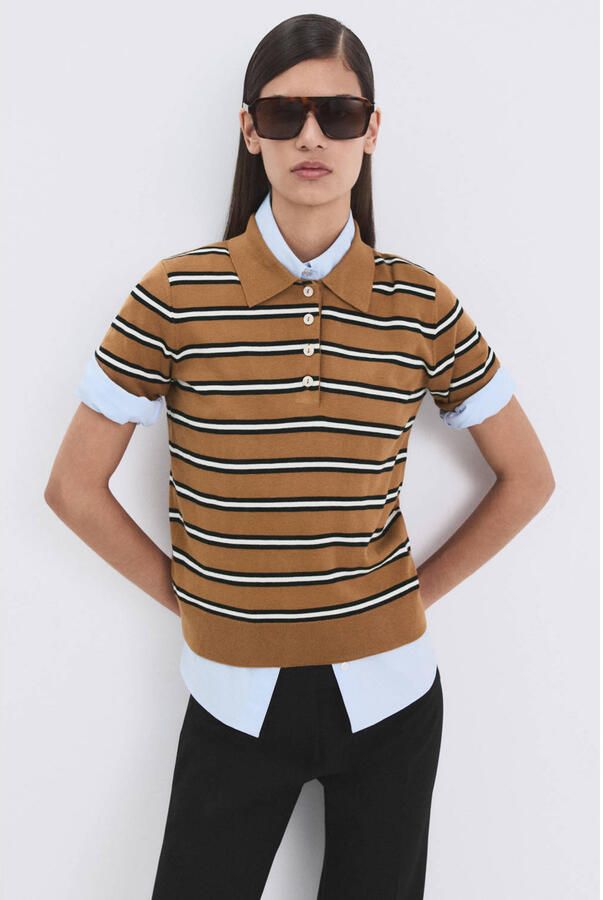 Mango gestreepte top bruin