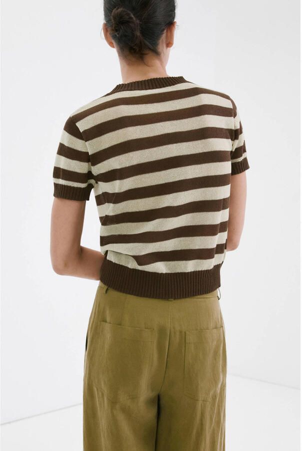 Mango gestreepte top bruin - Foto 3