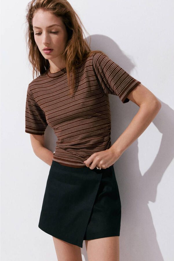 Mango gestreepte top bruin