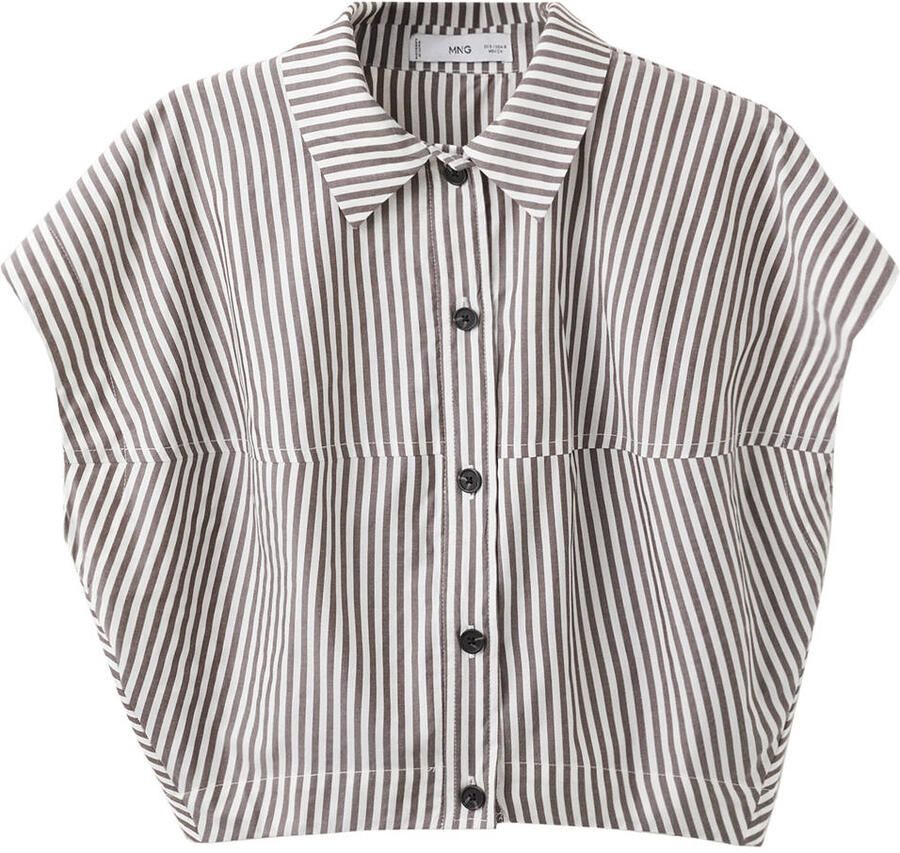 Mango gestreepte top ecru