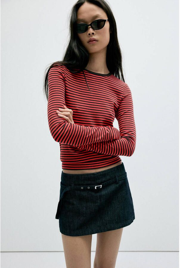 Mango gestreepte top rood