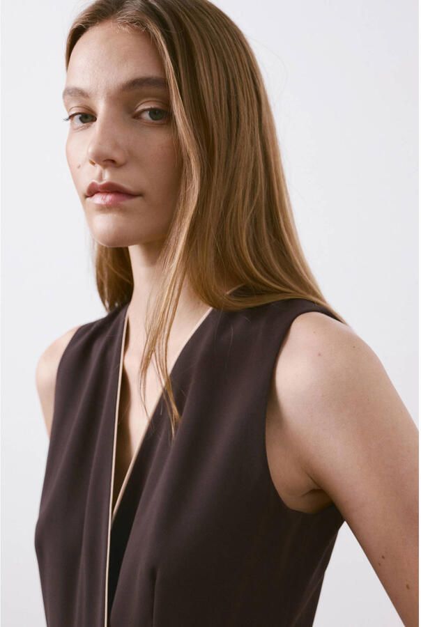 Mango Getailleerd jumpsuit donkerbruin - Foto 3
