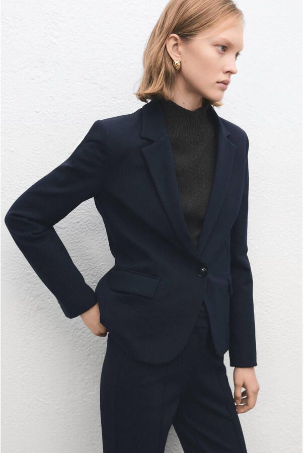 Mango getailleerde blazer marineblauw