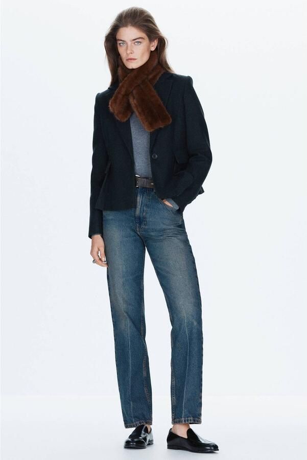 Mango getailleerde blazer met wol donkerblauw - Foto 2