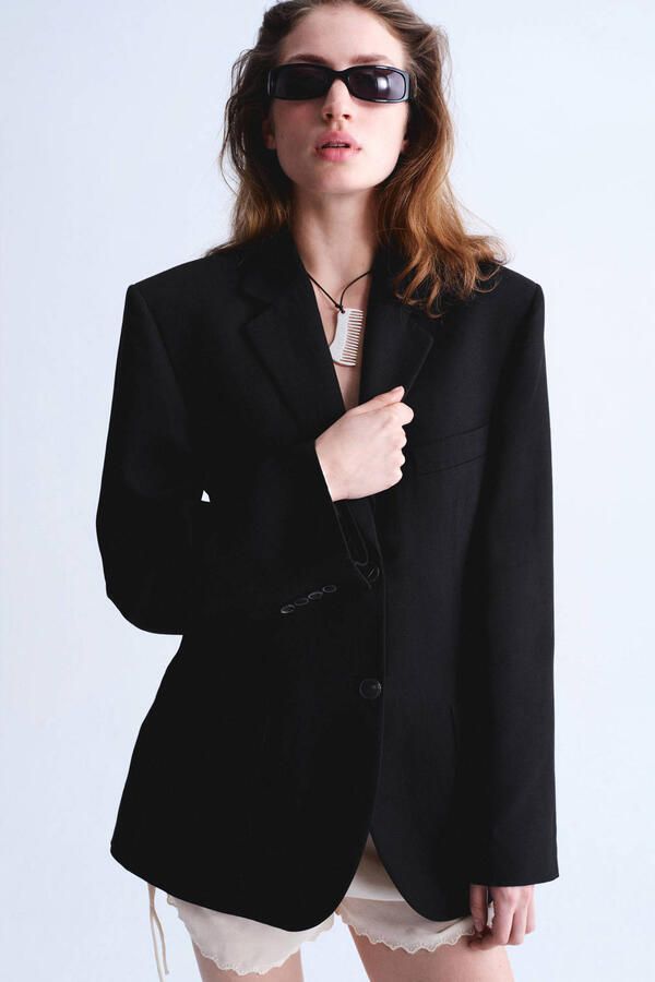 Mango getailleerde blazer zwart