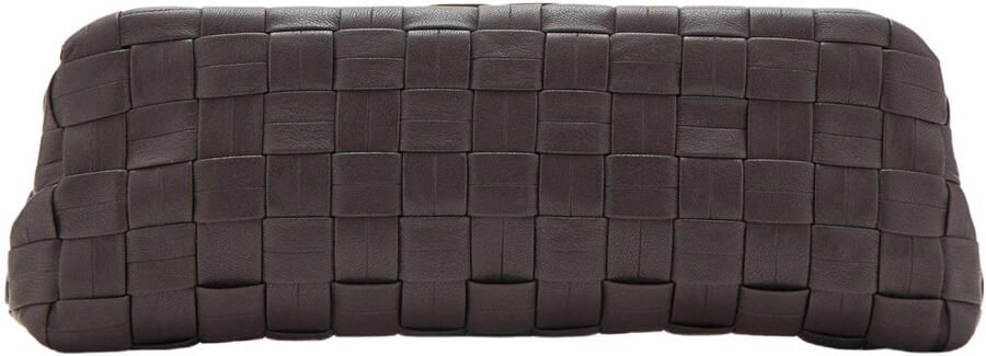 Mango gevlochten clutch donkerbruin