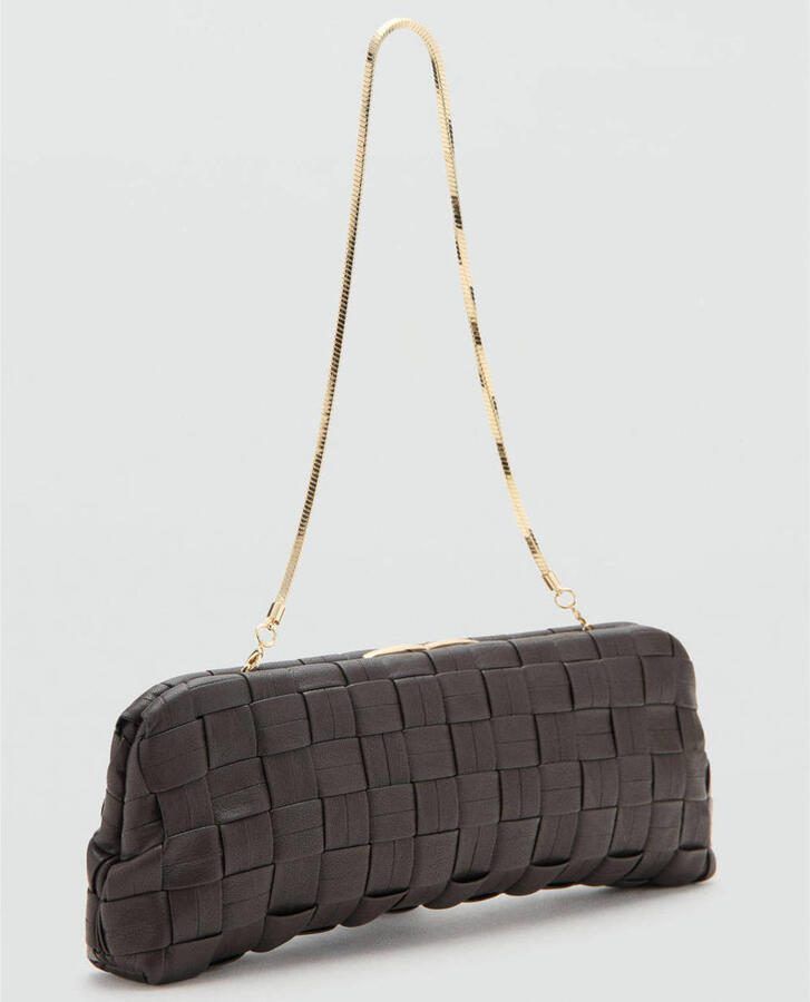 Mango gevlochten clutch donkerbruin - Foto 2