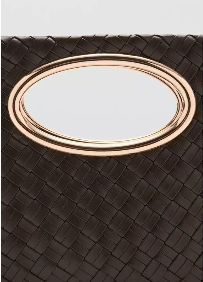 Mango gevlochten handtas donkerbruin - Foto 3