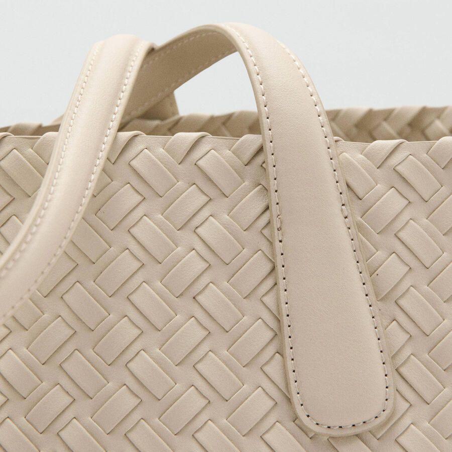 Mango gevlochten shopper beige - Foto 2
