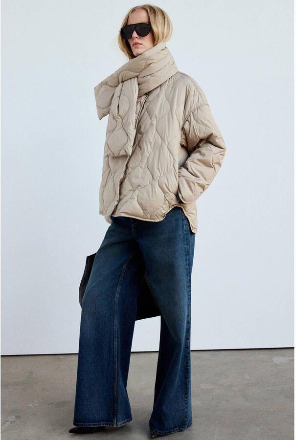 Mango gewatteerde winterjas beige